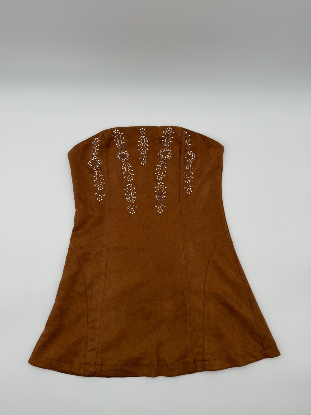 NWOT Women’s brown strapless faux-suede dress Sz L